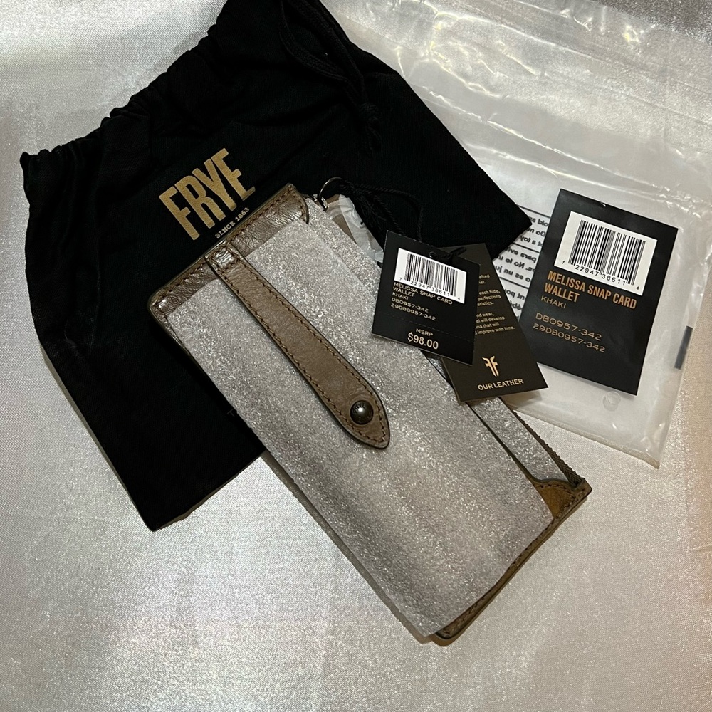 NWT Frye Melissa Snap Card Wallet - Khaki - Picture 9 of 11